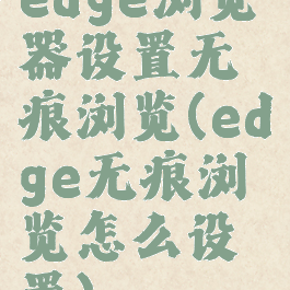 edge浏览器设置无痕浏览(edge无痕浏览怎么设置)