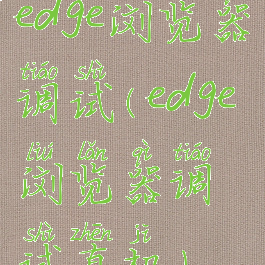 edge浏览器调试(edge浏览器调试真机)