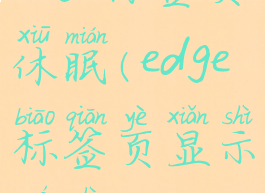 edge标签页休眠(edge标签页显示模式)