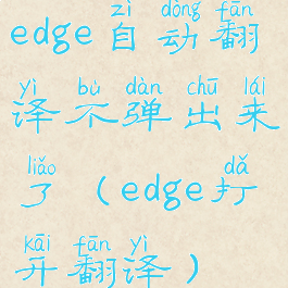 edge自动翻译不弹出来了(edge打开翻译)