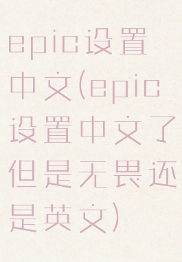 epic设置中文(epic设置中文了但是无畏还是英文)