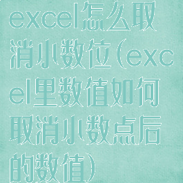 excel怎么取消小数位(excel里数值如何取消小数点后的数值)