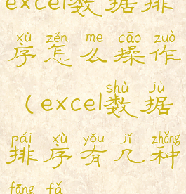 excel数据排序怎么操作(excel数据排序有几种方法)