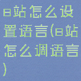 e站怎么设置语言(e站怎么调语言)