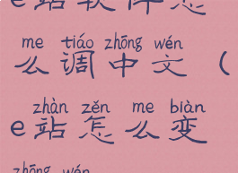 e站软件怎么调中文(e站怎么变中文)