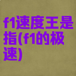 f1速度王是指(f1的极速)