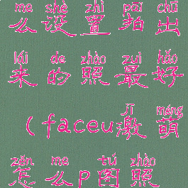 faceu激萌怎么设置拍出来的照最好(faceu激萌怎么p图照片)