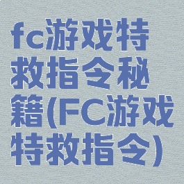 fc游戏特救指令秘籍(FC游戏特救指令)