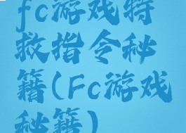 fc游戏特救指令秘籍(Fc游戏秘籍)