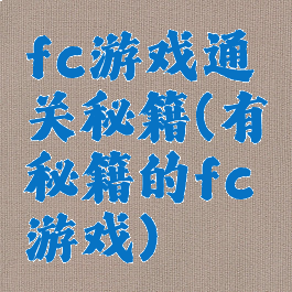 fc游戏通关秘籍(有秘籍的fc游戏)
