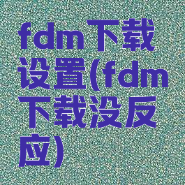 fdm下载设置(fdm下载没反应)
