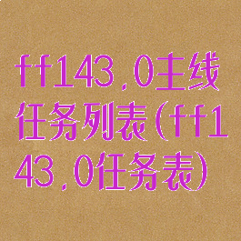 ff143.0主线任务列表(ff143.0任务表)