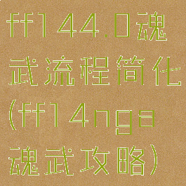 ff144.0魂武流程简化(ff14nga魂武攻略)