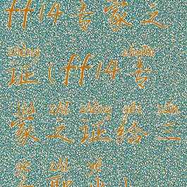 ff14专家之证(ff14专家之证给三个职业)