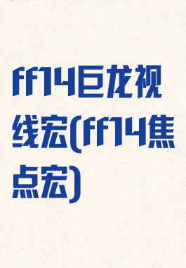ff14巨龙视线宏(ff14焦点宏)