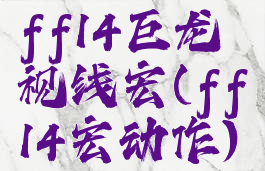 ff14巨龙视线宏(ff14宏动作)