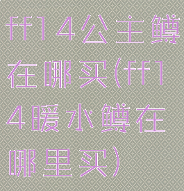 ff14公主鳟在哪买(ff14暖水鳟在哪里买)