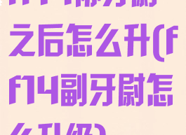 ff14协牙尉之后怎么升(ff14副牙尉怎么升级)