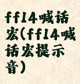 ff14喊话宏(ff14喊话宏提示音)