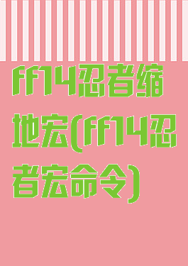 ff14忍者缩地宏(ff14忍者宏命令)