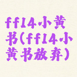 ff14小黄书(ff14小黄书放弃)