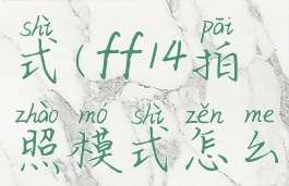 ff14拍照模式(ff14拍照模式怎么做姿势)