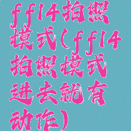 ff14拍照模式(ff14拍照模式进去就有动作)