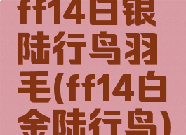 ff14白银陆行鸟羽毛(ff14白金陆行鸟)