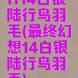 ff14白银陆行鸟羽毛(最终幻想14白银陆行鸟羽毛)