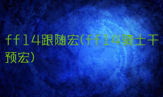 ff14跟随宏(ff14骑士干预宏)