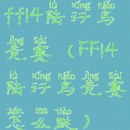 ff14陆行鸟竞赛(FF14陆行鸟竞赛怎么跳)