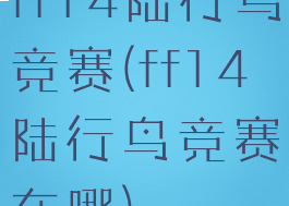 ff14陆行鸟竞赛(ff14陆行鸟竞赛在哪)