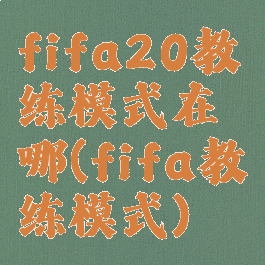 fifa20教练模式在哪(fifa教练模式)