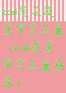 kodi怎么设置中文字幕(kodi设置中文字幕插件)