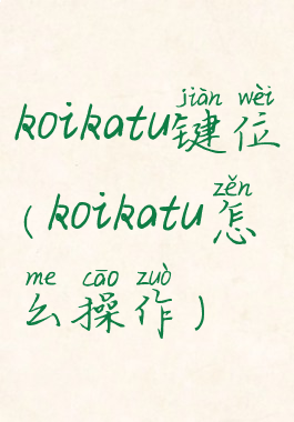 koikatu键位(koikatu怎么操作)