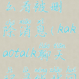 kakaotalk怎么看被删除消息(kakaotalk聊天记录能找回吗)