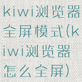 kiwi浏览器全屏模式(kiwi浏览器怎么全屏)