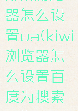 kiwi浏览器怎么设置ua(kiwi浏览器怎么设置百度为搜索引擎)