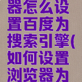 kiwi浏览器怎么设置百度为搜索引擎(如何设置浏览器为百度搜索)