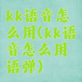 kk语音怎么用(kk语音怎么用语弹)