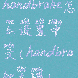 handbrake怎么设置中文(handbrake太慢)