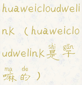 huaweicloudwelink(huaweicloudwelink是干嘛的)