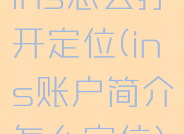 ins怎么打开定位(ins账户简介怎么定位)