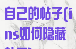 ins怎么隐藏自己的帖子(ins如何隐藏帖子)