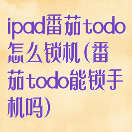 ipad番茄todo怎么锁机(番茄todo能锁手机吗)