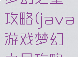 java游戏梦幻之星攻略(java游戏梦幻之星攻略大全)