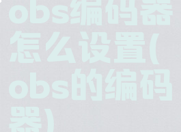 obs编码器怎么设置(obs的编码器)