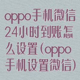 oppo手机微信24小时到账怎么设置(oppo手机设置微信)