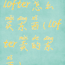 lofter怎么买东西(lofter卖的东西)