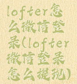 lofter怎么微信登录(lofter微信登录怎么提现)